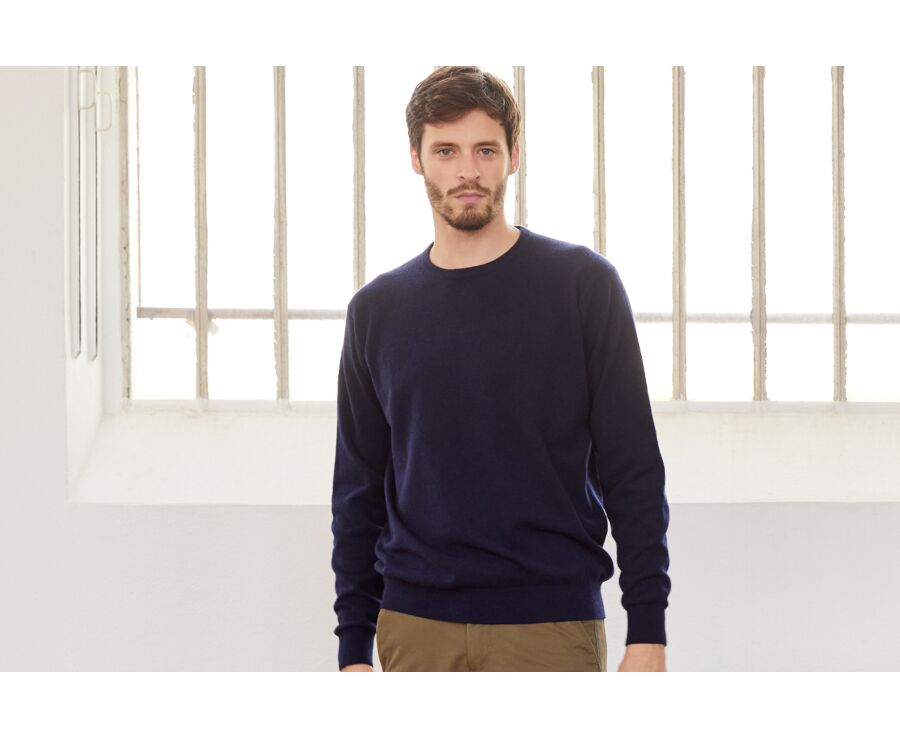 Pull homme laine col rond Navy - CONAN