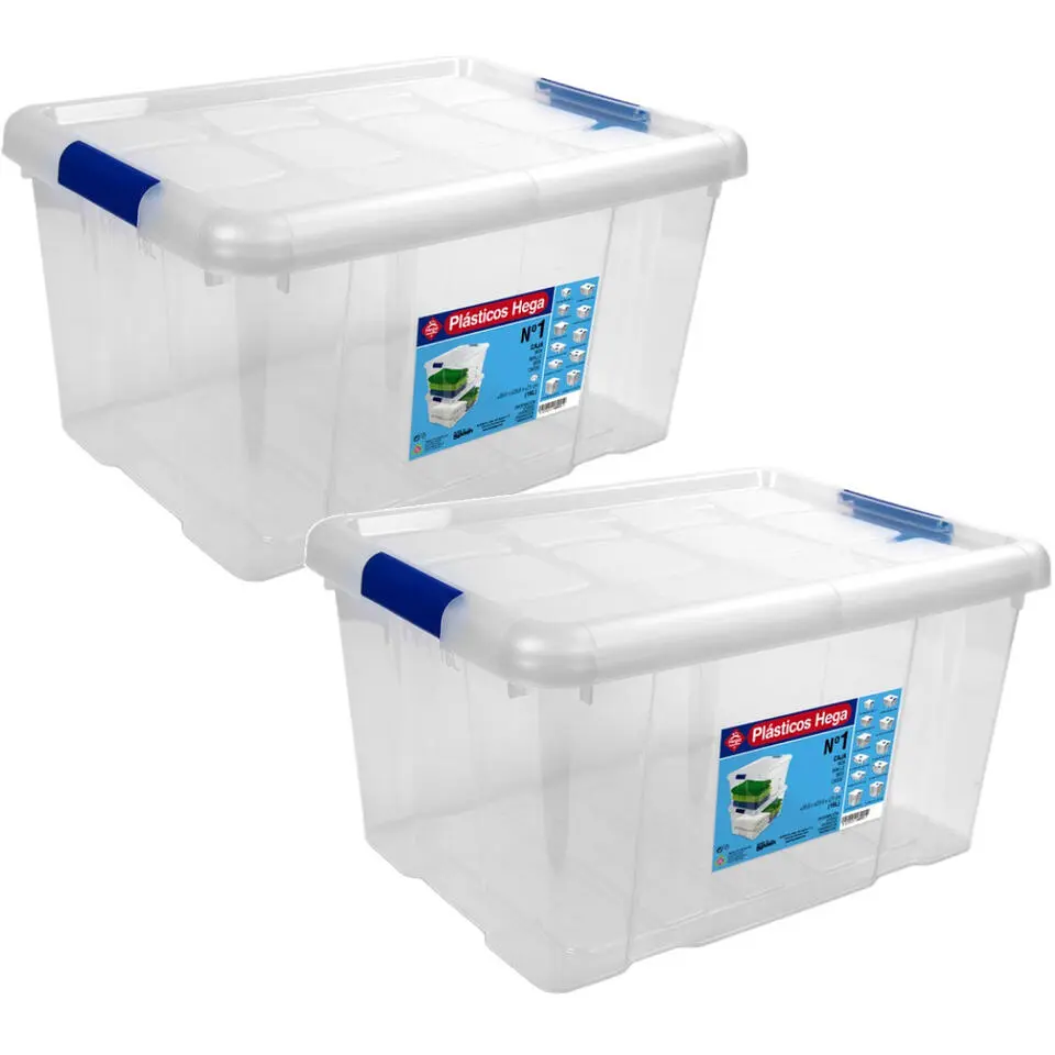 Hega Hogar Opbergbox - met deksel - 39 x 29 x 21 cm - 16L