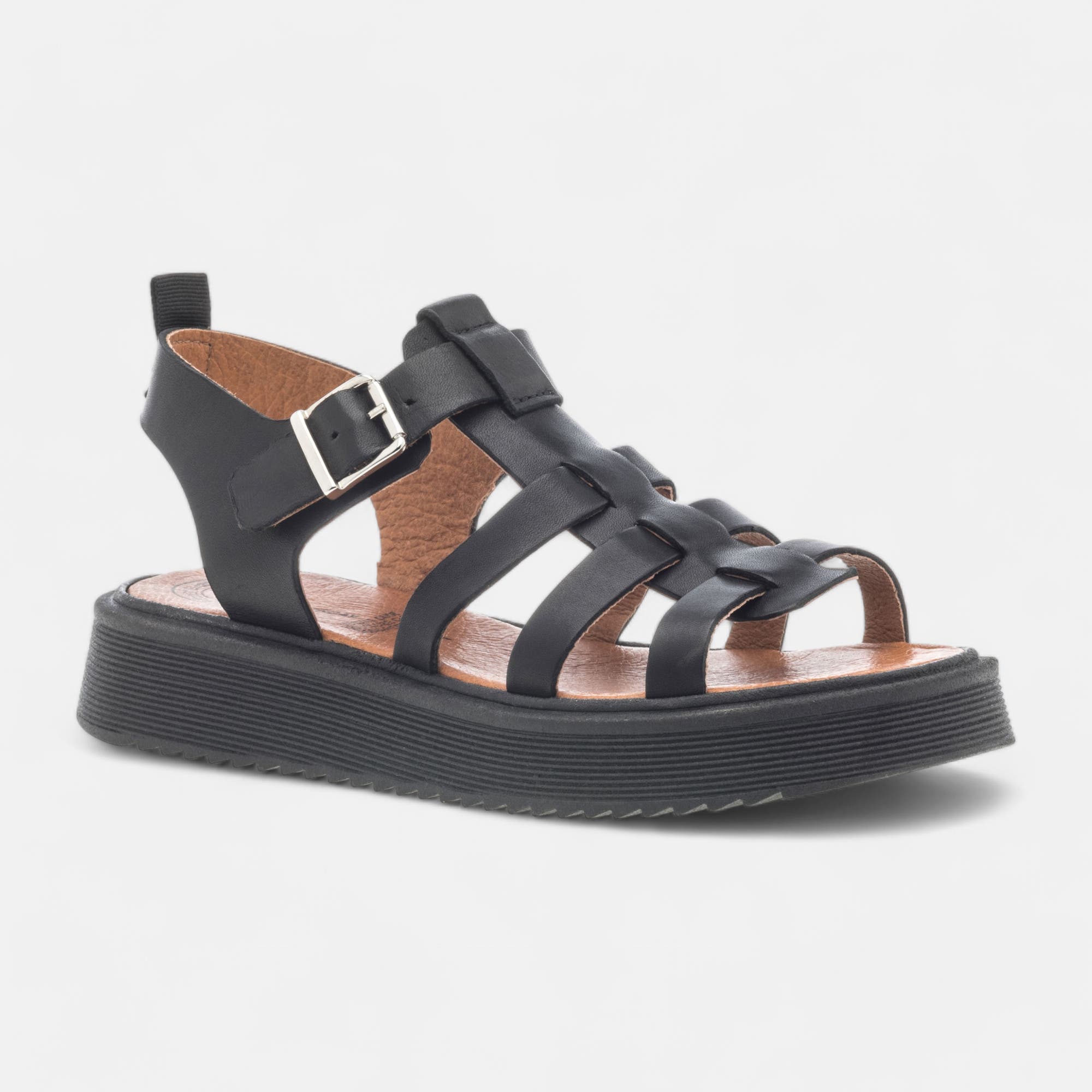 Sandales Fille en cuir noir