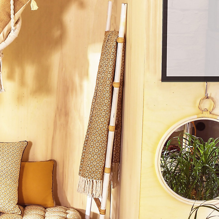Plaid tissé Native Deco&Co jaune curry L.150 x l.130 cm
