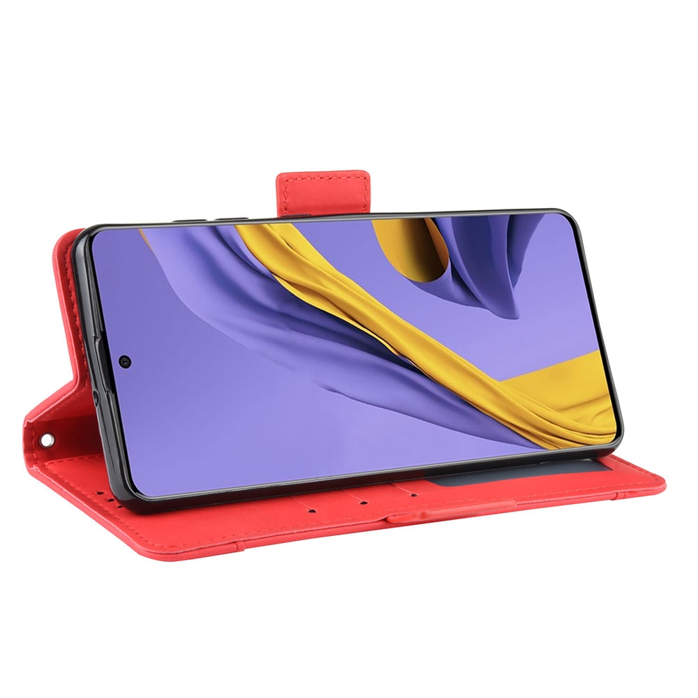 Samsung Galaxy A51 (2019) Leder Tasche Flip Cover im Retro Look mit Kartenfächer - Rot