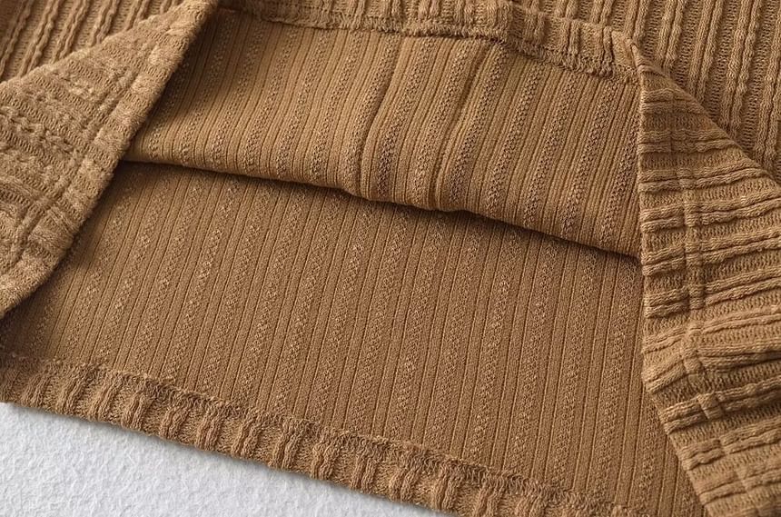 Seventh Snow - Off-shoulder lange mouwen effen geribbelde mini-jurk