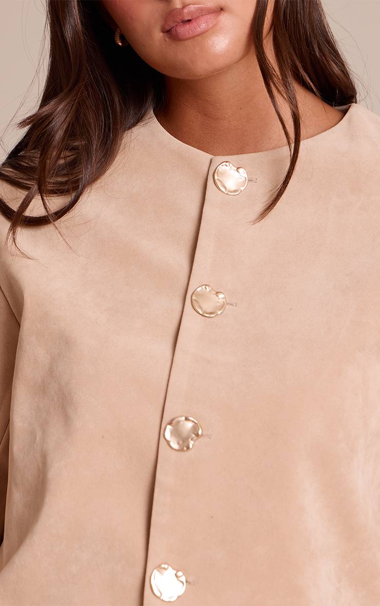 Sable Veste En Daim Col Rond Boutons Dorés
