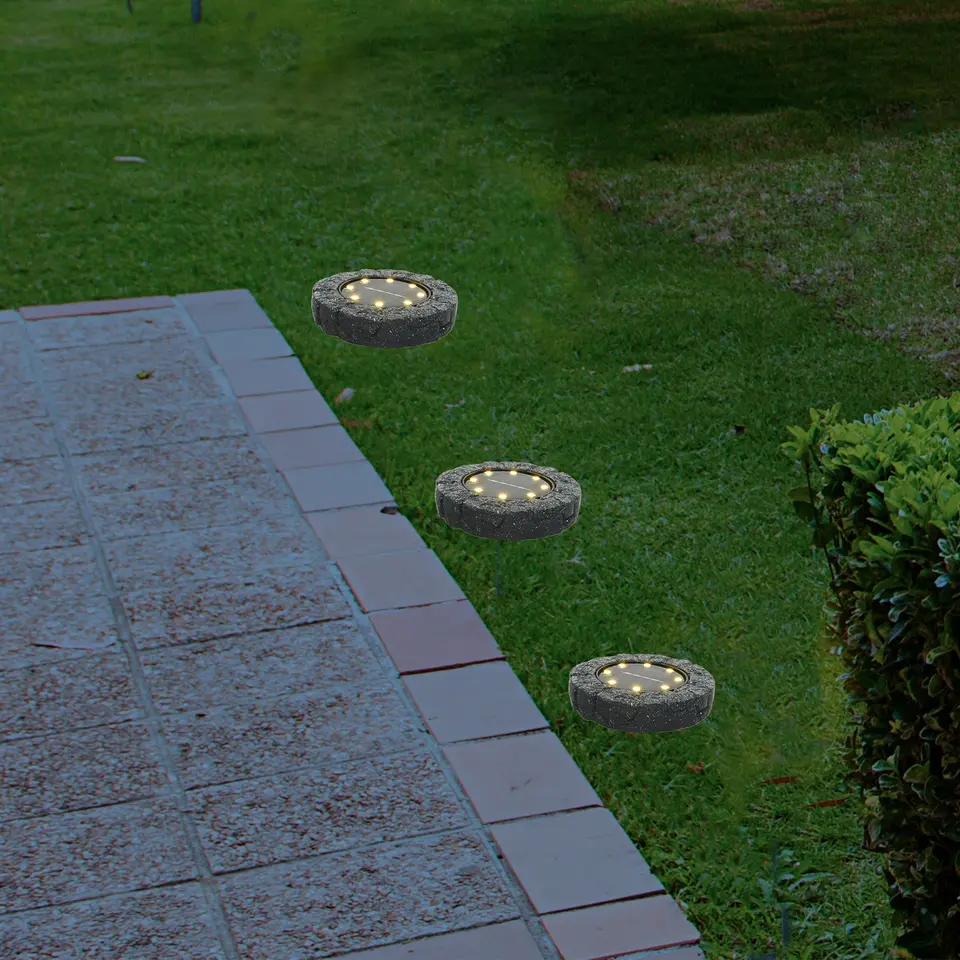 Lumineo prikspot/grondspot grijs - 11 x 2 cm - kunststeen