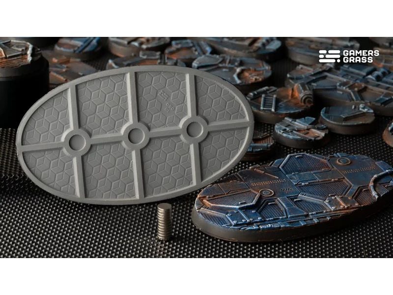 GamersGrass Spaceship Corridor oval 90 mm (x2) Hochwertige Bases für den Miniaturenbau