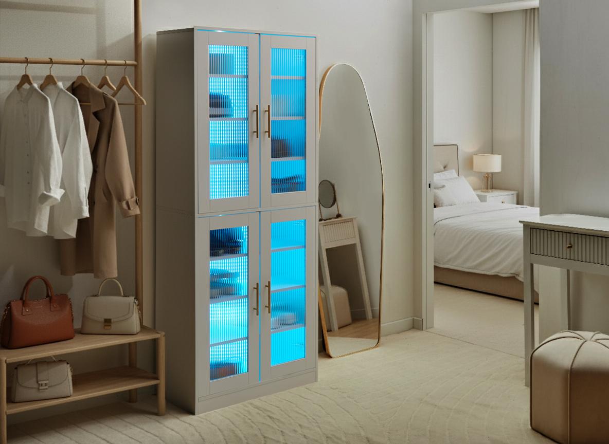 Schoenenkast GRIFFITH met LED-verlichting Wit