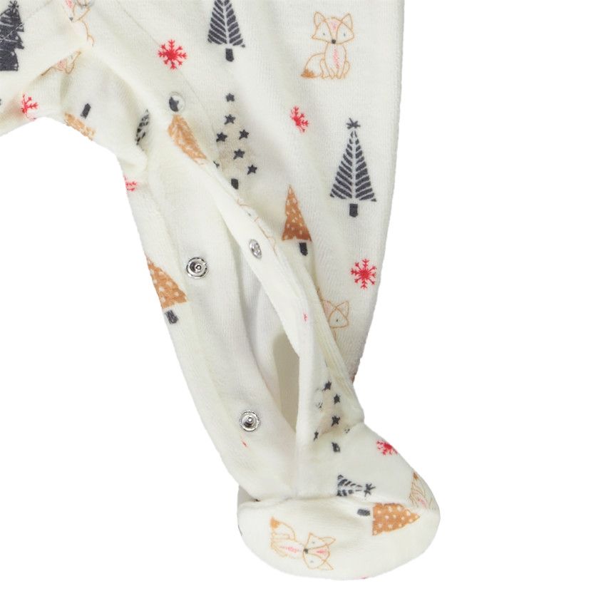 Dors-bien en velours imprimé Noël pour bébé - Ecru