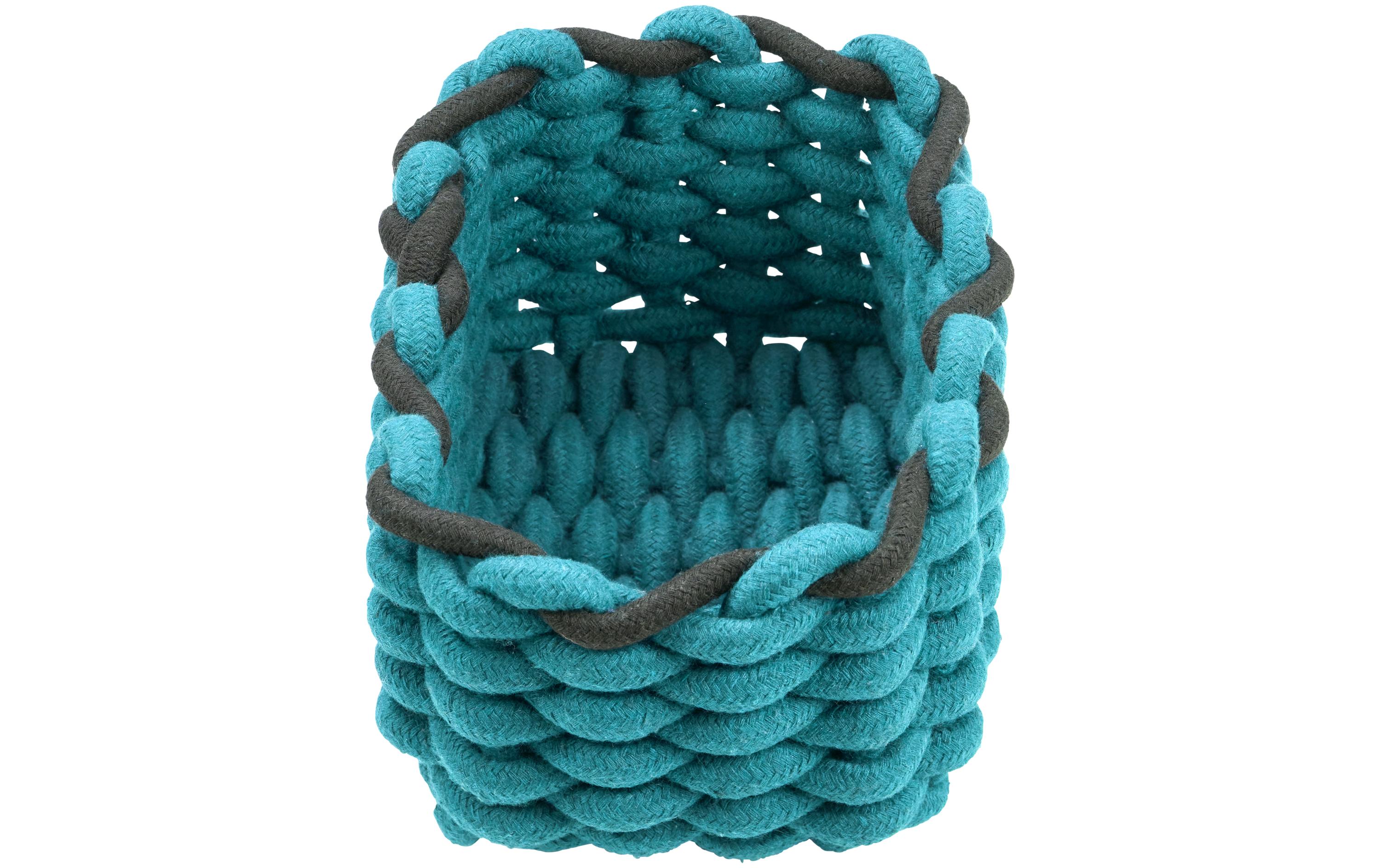 Aufbewahrungskorb Cord 20 x 14 x 10 cm, Petrol/SchwarzQuadratischer Aufbewahrungskorb