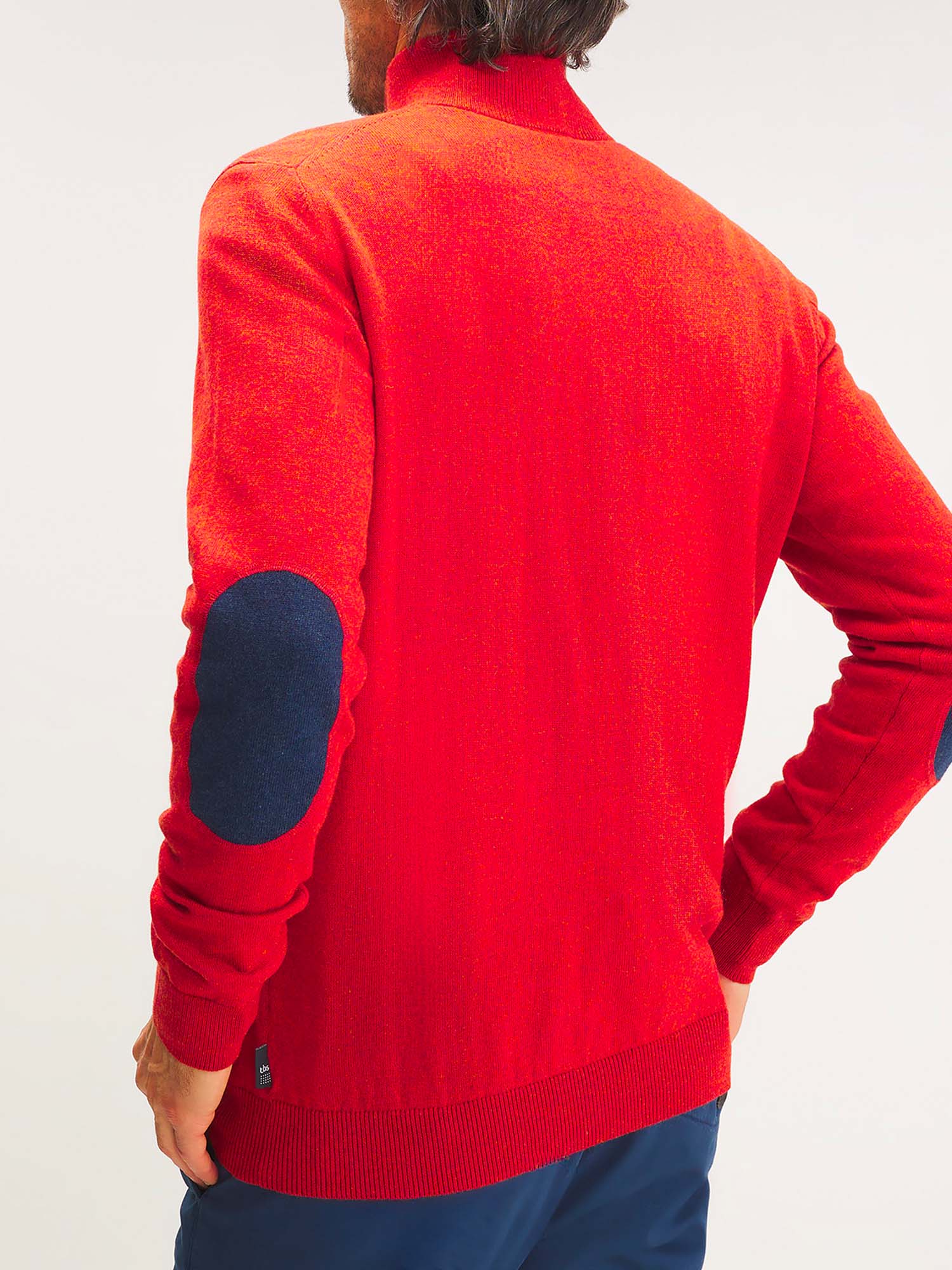 Pull Homme Col Camionneur Rouge
