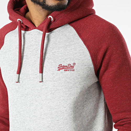 Sweat Capuche M2012923A Gris Chiné Bordeaux