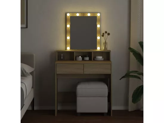 Coiffeuse avec LED chêne sonoma 80x41x144,5 cm