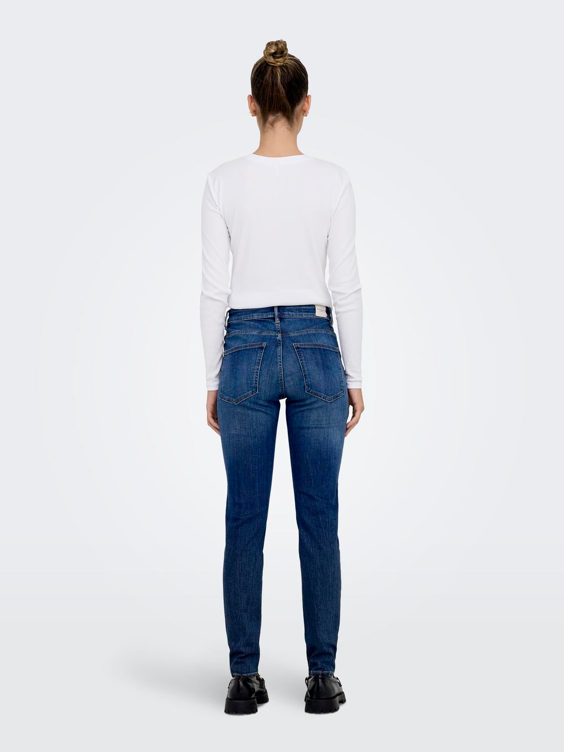 ONLICONIC Hohe Taille Skinny Fit Jeans Dark Blue Denim