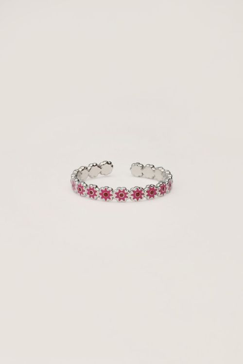 Vintage ring met roze & rode bloemetjes mini