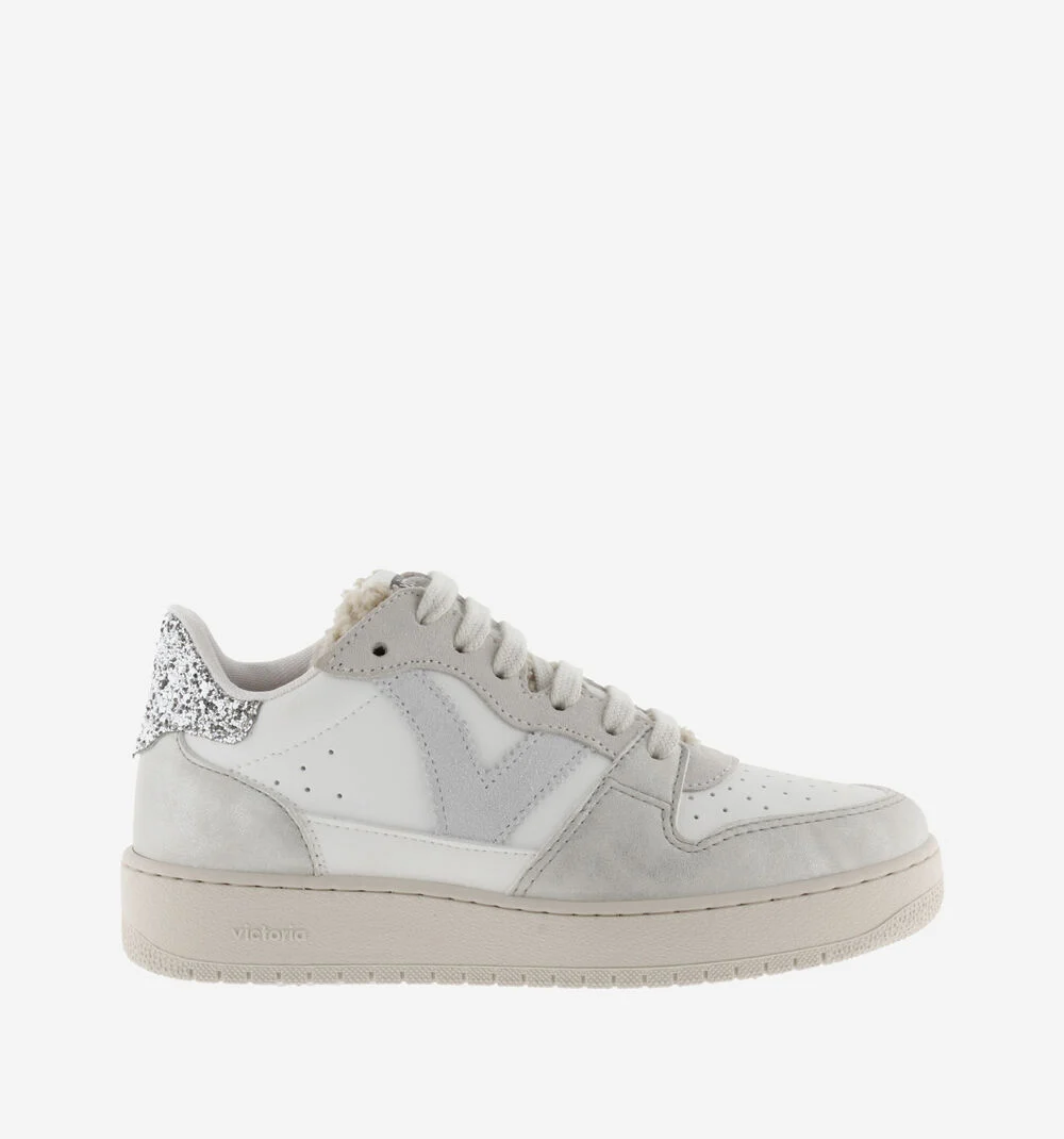 MADRID BOTTINE MÉTAL & PEAU DE MOUTON Baskets pour femmes type bottines avec glitter PLATA