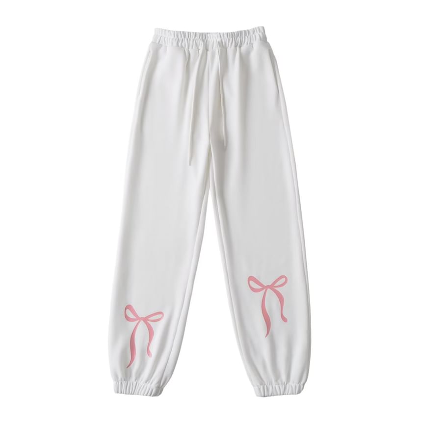 Osion - Hoge taille strikprint rechte wijde joggingbroek