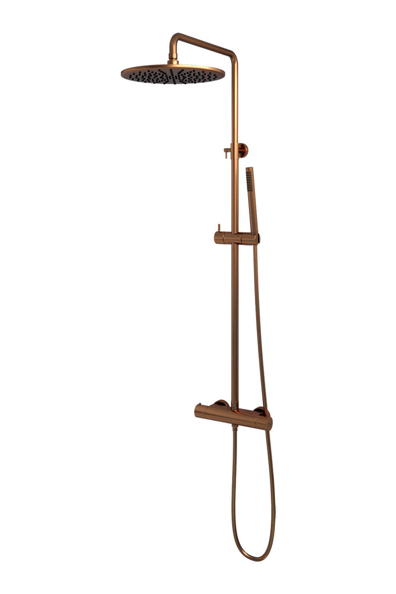 Brauer Copper Edition opbouw regendoucheset met staafhanddouche en hoofddouche 30cm koper geborsteld PVD