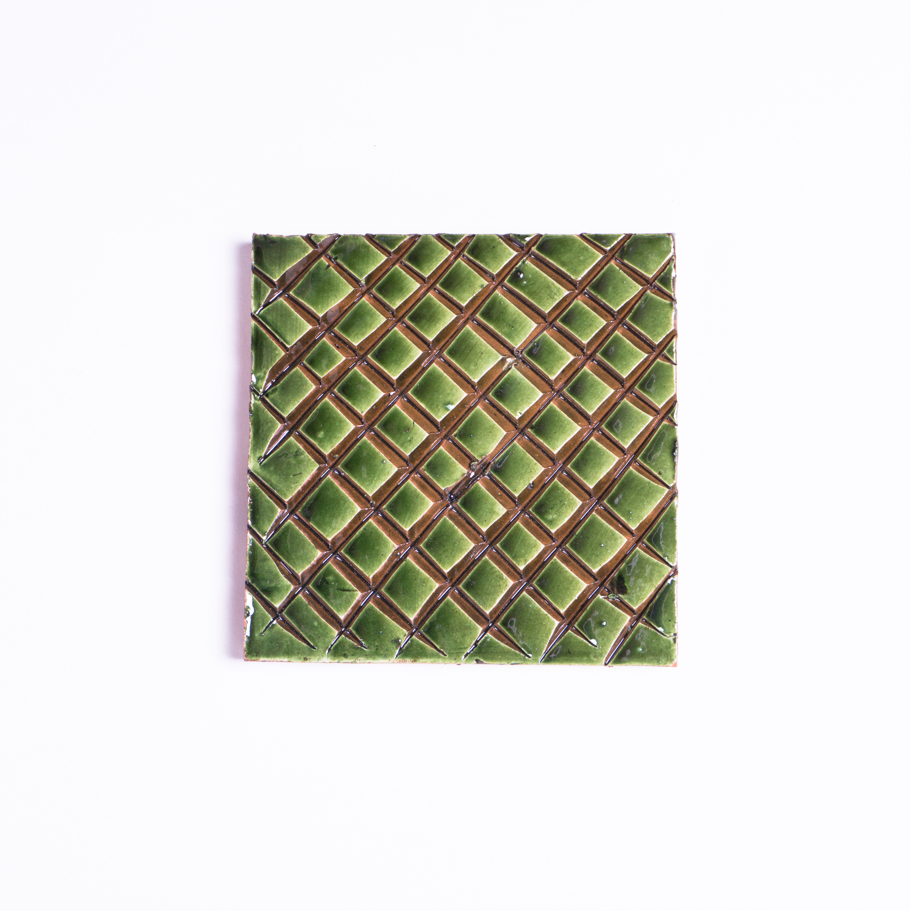 Geprägte Fliese 'Réseau vert', grün, L 10 cm, B 10 cm von fischer's lagerhaus