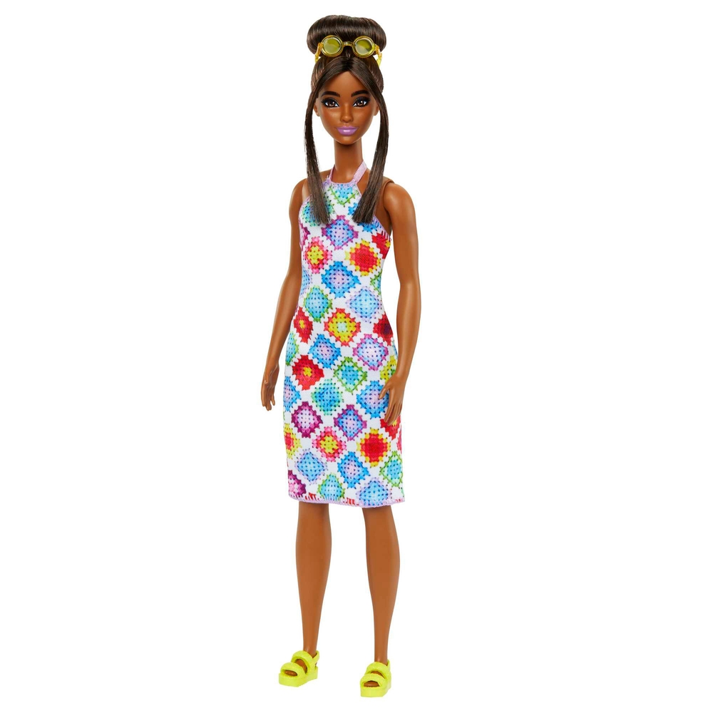 Barbie Fashionistas Puppe 210 mit Dutt und gehäkeltem Neckholderkleid