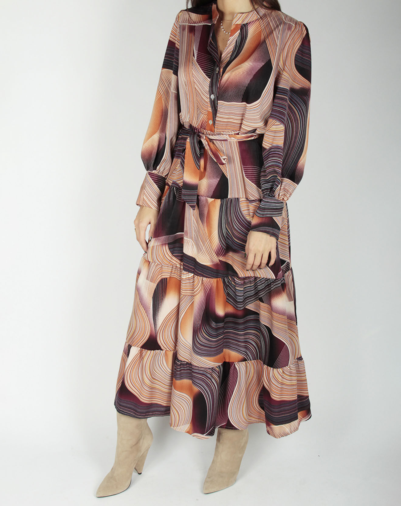 Lauren Vidal Robe fluide Store imprimée violette