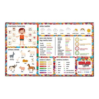 Viquel - Sous-main éducatif Anglais ou Energies renouvelables - 59,5 x 36,2 cm
