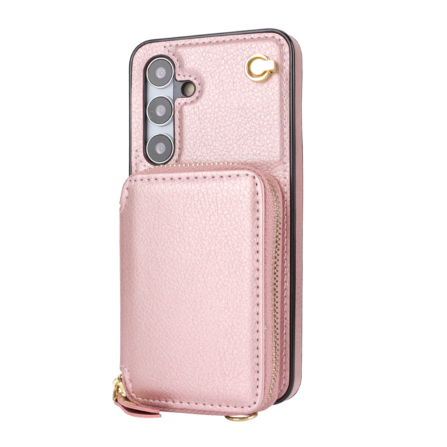 Samsung Galaxy S24  Plus Necklace Leder Schutz Hülle mit Kartenfächer   Handykette (140cm) - Roségold
