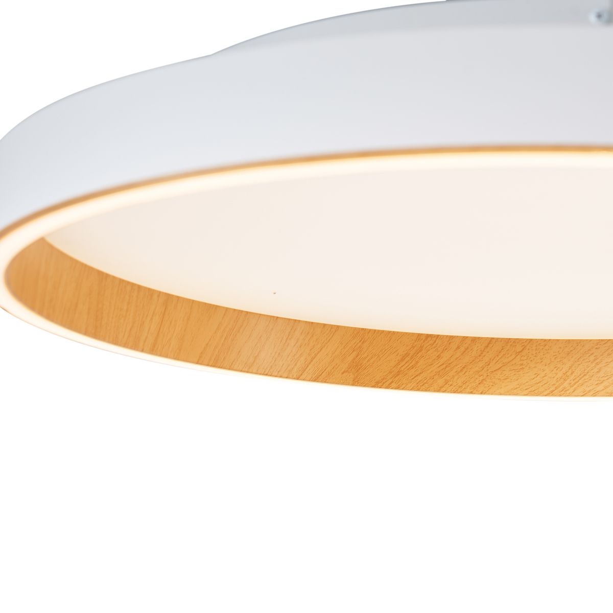 Design plafondlamp wit met hout 60cm incl. LED 3-way switch - Ingo