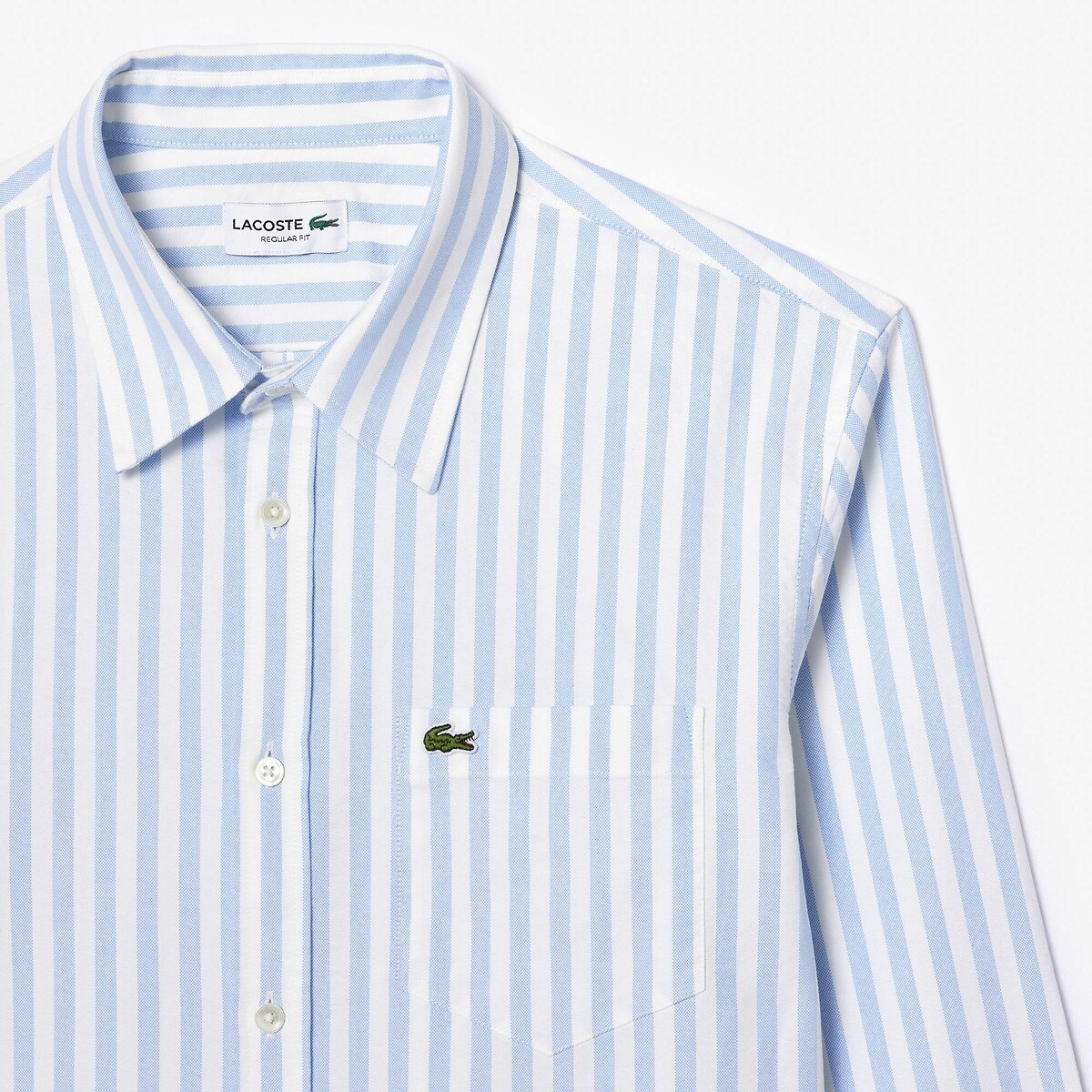LACOSTE<br>Camisa de corte regular, tecido Oxford listrado