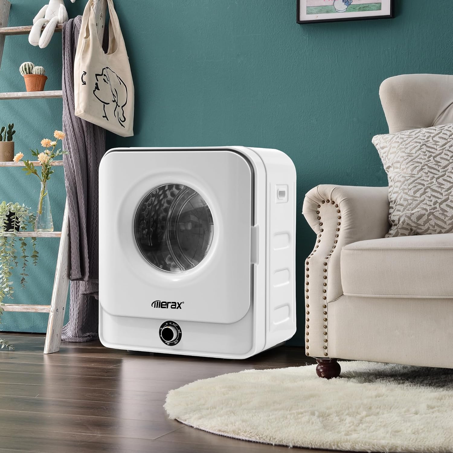Merax Klein Trockner, Mini Wäschetrockner, Ablufttrockner mit 5 Programme, Wandmontierbar Ablufttrockner, Überhitzungsschutz und Mehrfachfiltration, 3KG, 830W, Weiß, 49,5 * 43,5 * 59,5 cm