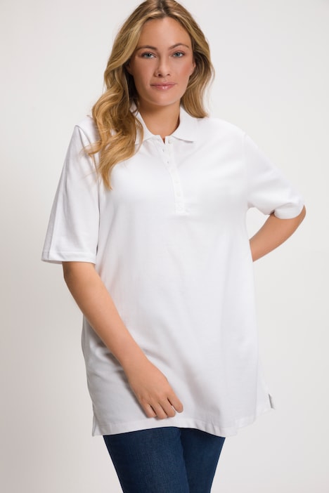 Poloshirt, Piqué, Polokragen, Samt-Knopfleiste, Halbarm
