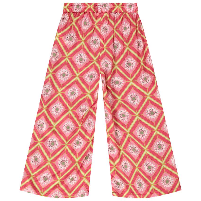 Pantalon large et fluide imprimé retro pour fille - Multicolore