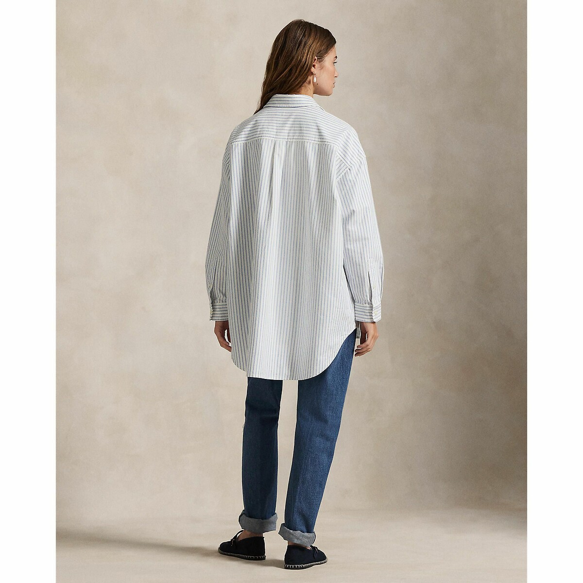 POLO RALPH LAUREN<br>Camisa Oxford com listras largas