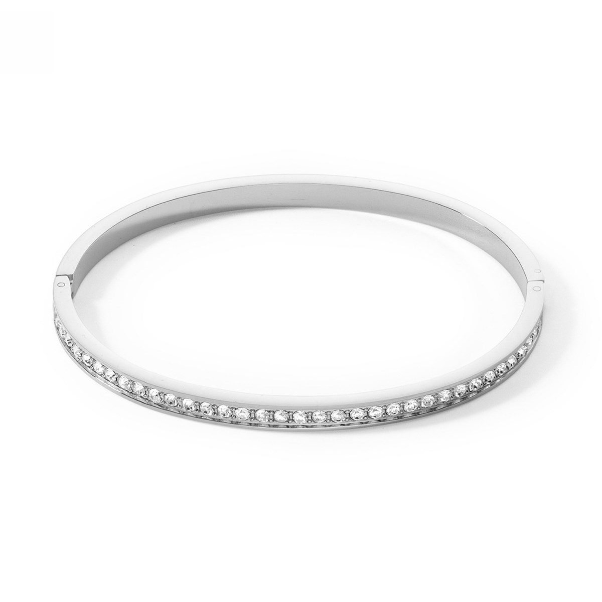 Bracelet jonc Coeur de Lion acier cristaux blancs
