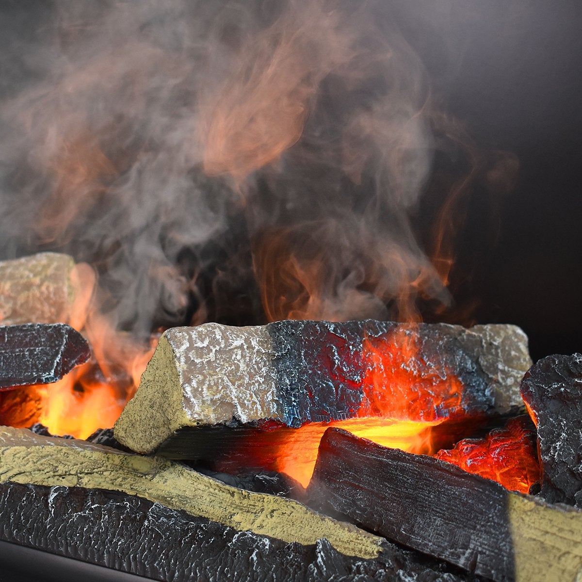 GLOW FIRE Elektrische haard 'Schiller' Pocket | Waterdamphaard met OMC 600 inclusief hout in de kleur wit als roomdivider | HxBxD: 120x120x37 cm