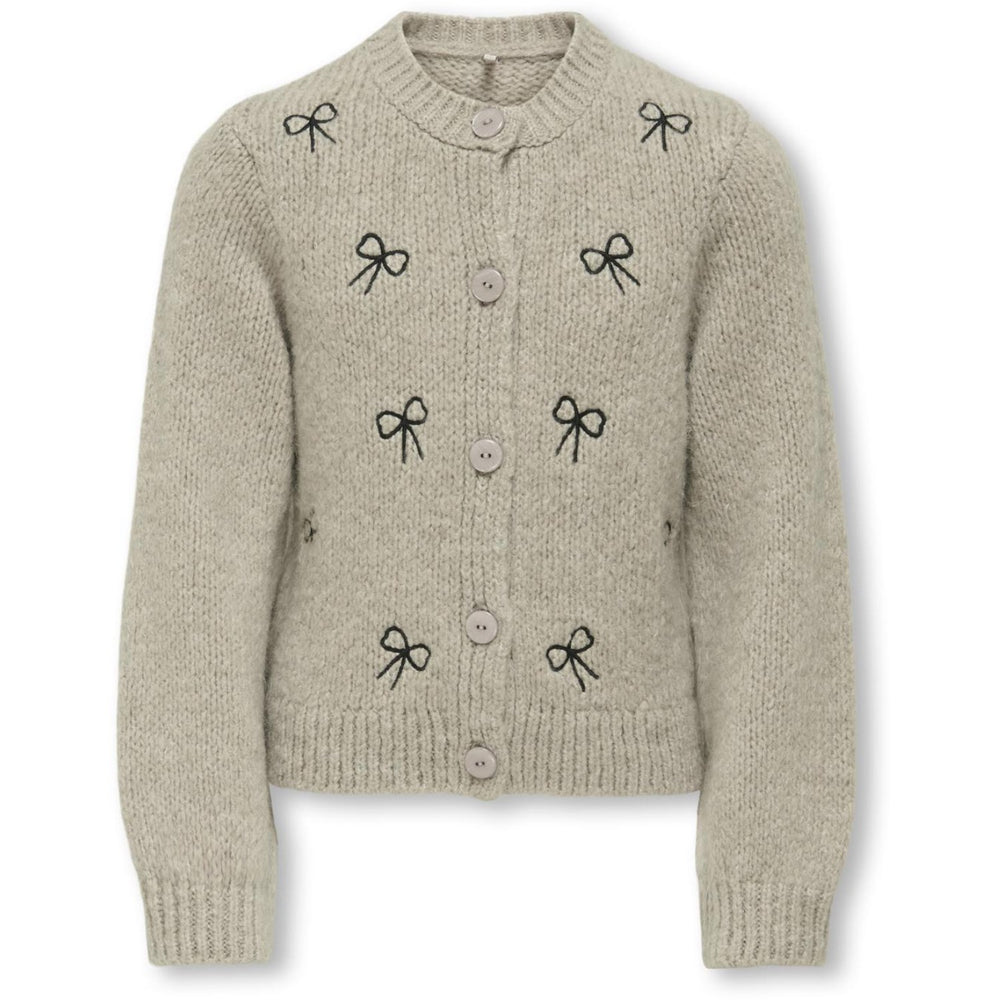 Køb kids ONLY Pumice Stone Melange Detail Bows/Black Kogcody L/S O-Neck Sløjfe Cardigan Knt
