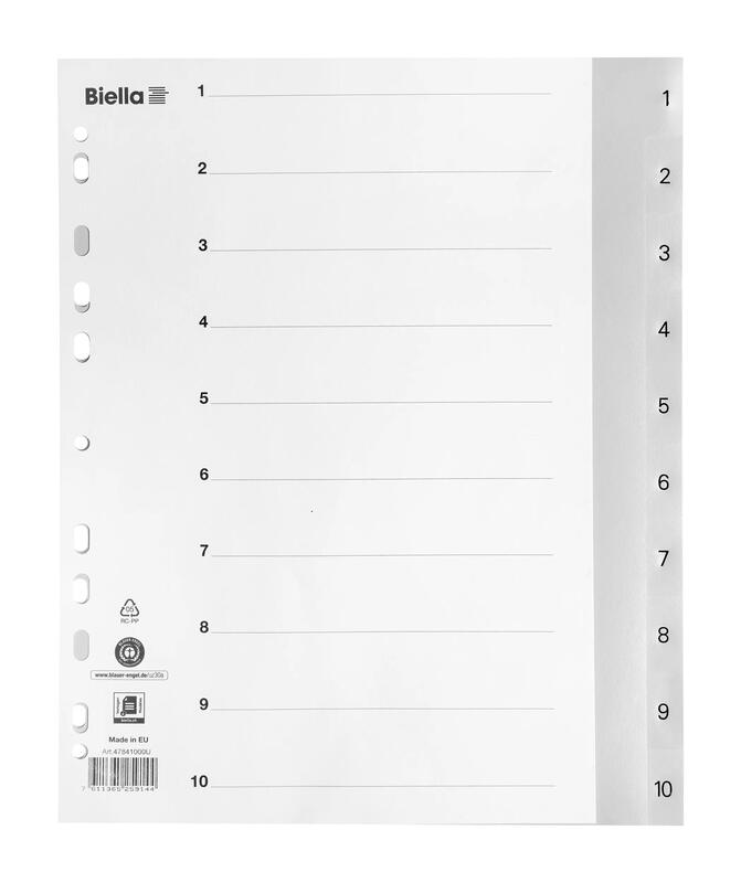 Biella Register mit Indexblatt, A4, 1-10