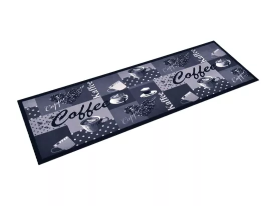 Tapis de sol de cuisine lavable Bleu café 45x150 cm