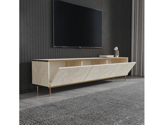 CONCEPT1 - Meuble TV Imaj - Travertin, Or 180 x 45,2 x 35