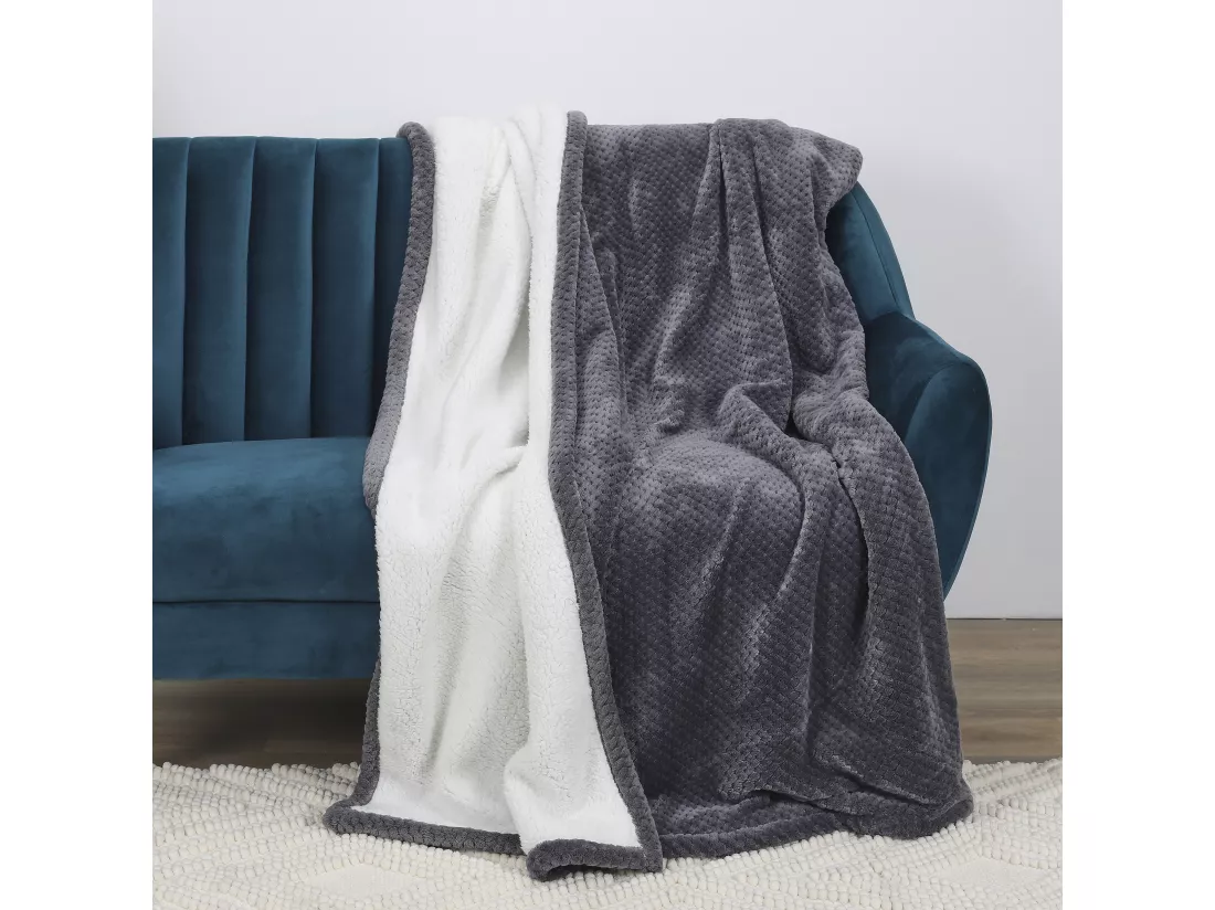 Plaid Nid Abeille Gris Sherpa Xxl 180x220cm M3