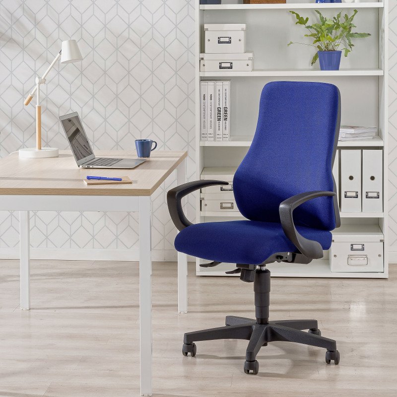 Chaise de bureau Dhark tissu - dossier haut - avec ou sans accoudoirs - mécanisme Synchrone - pieds noir