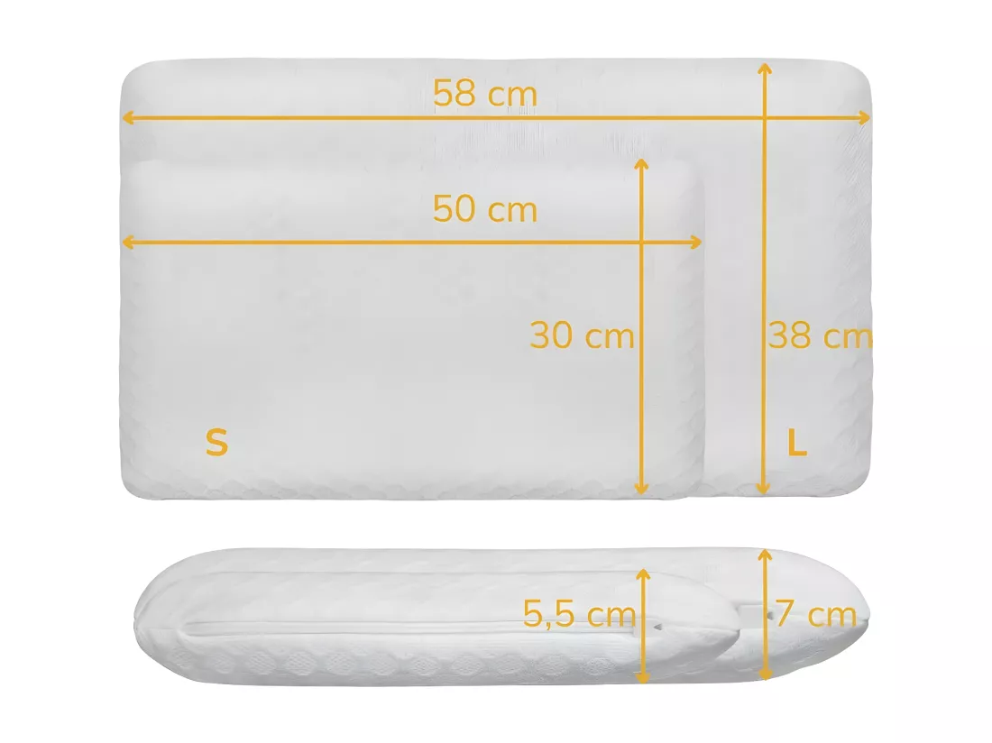 Oreiller EXTRA PLAT pour Personnes qui Dorment sur le Ventre L et taie en bambou – 58x38x7 - INPHYSIO