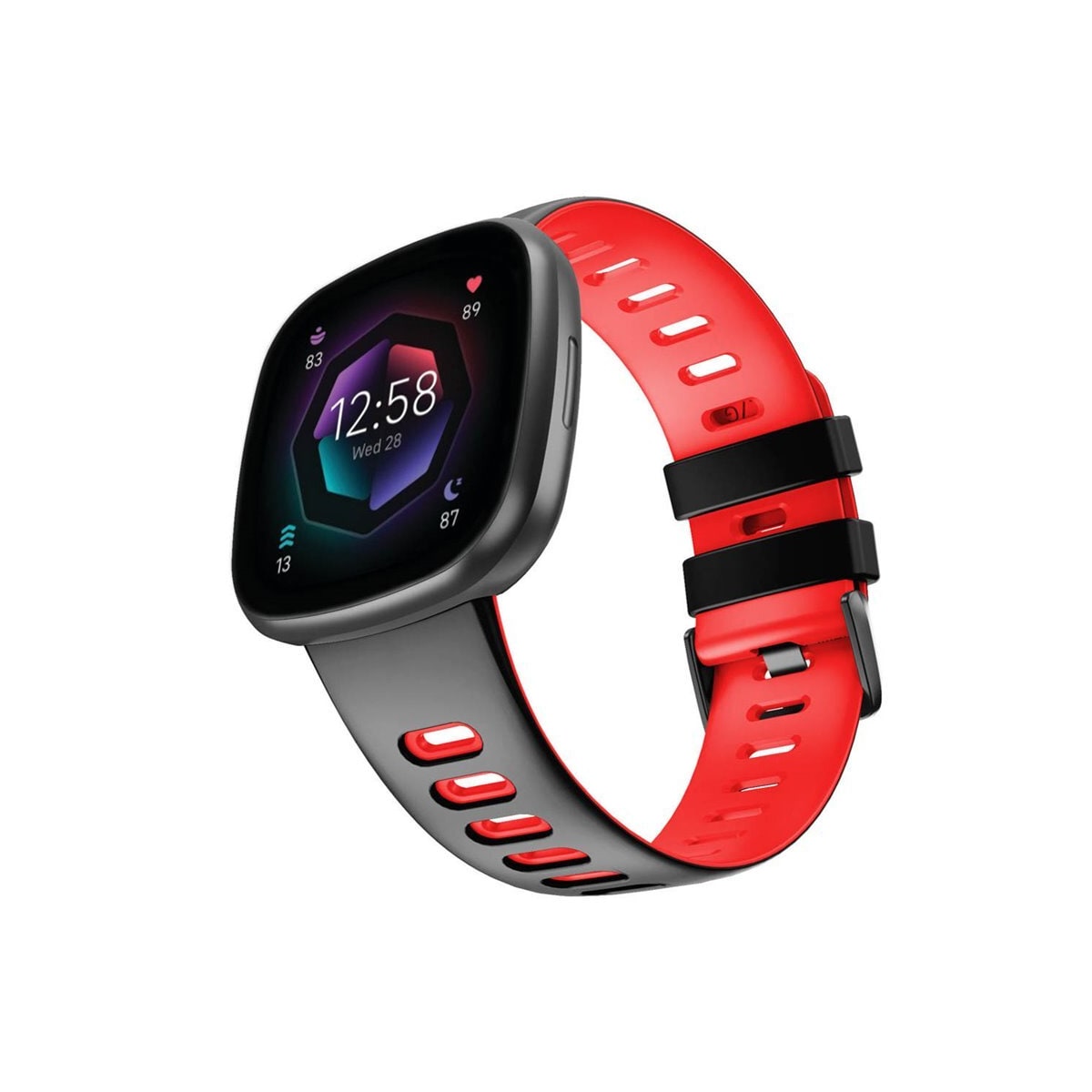 Twin Sport armbånd Fitbit Sense 2 - Svart/rød