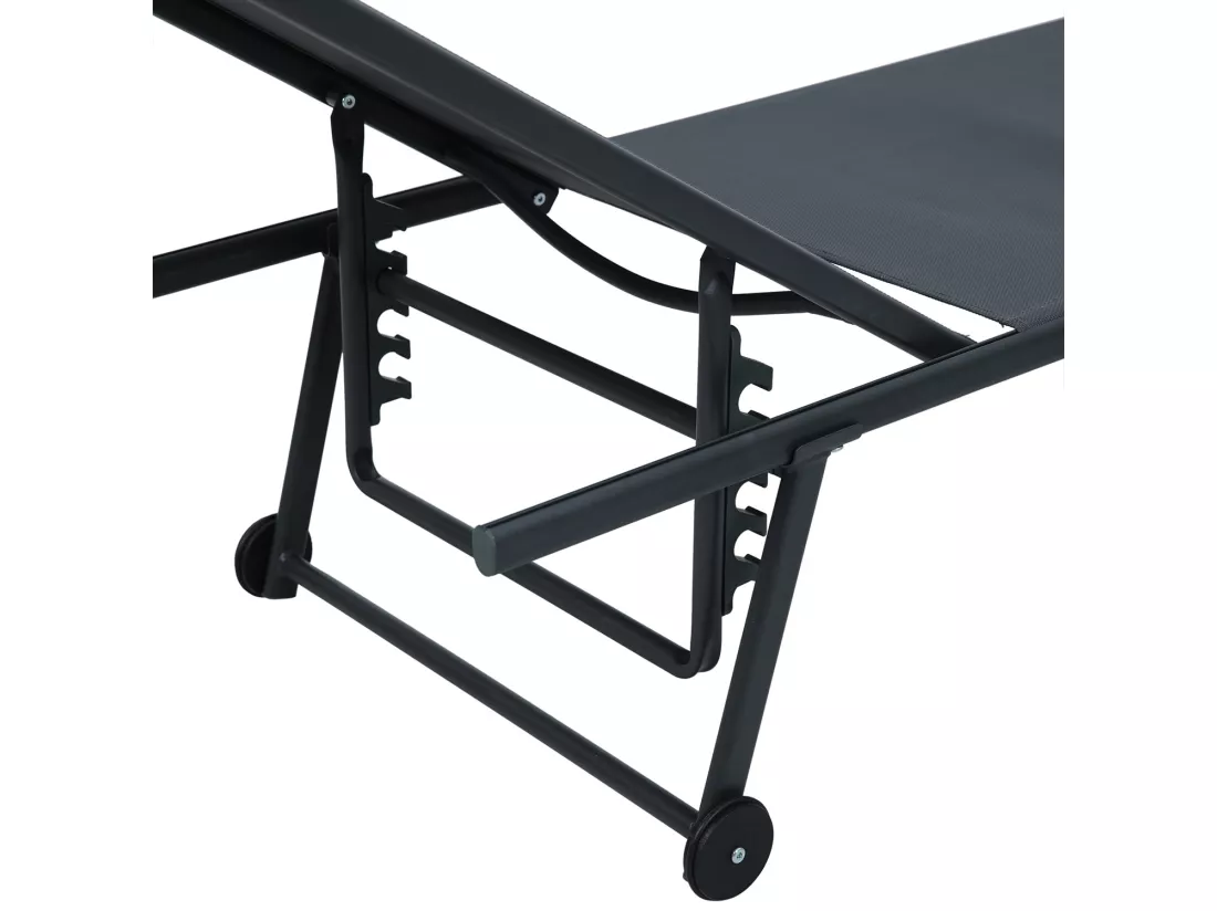 Lot de 2 transats inclinables et empilables - Anthracite - SUNNY