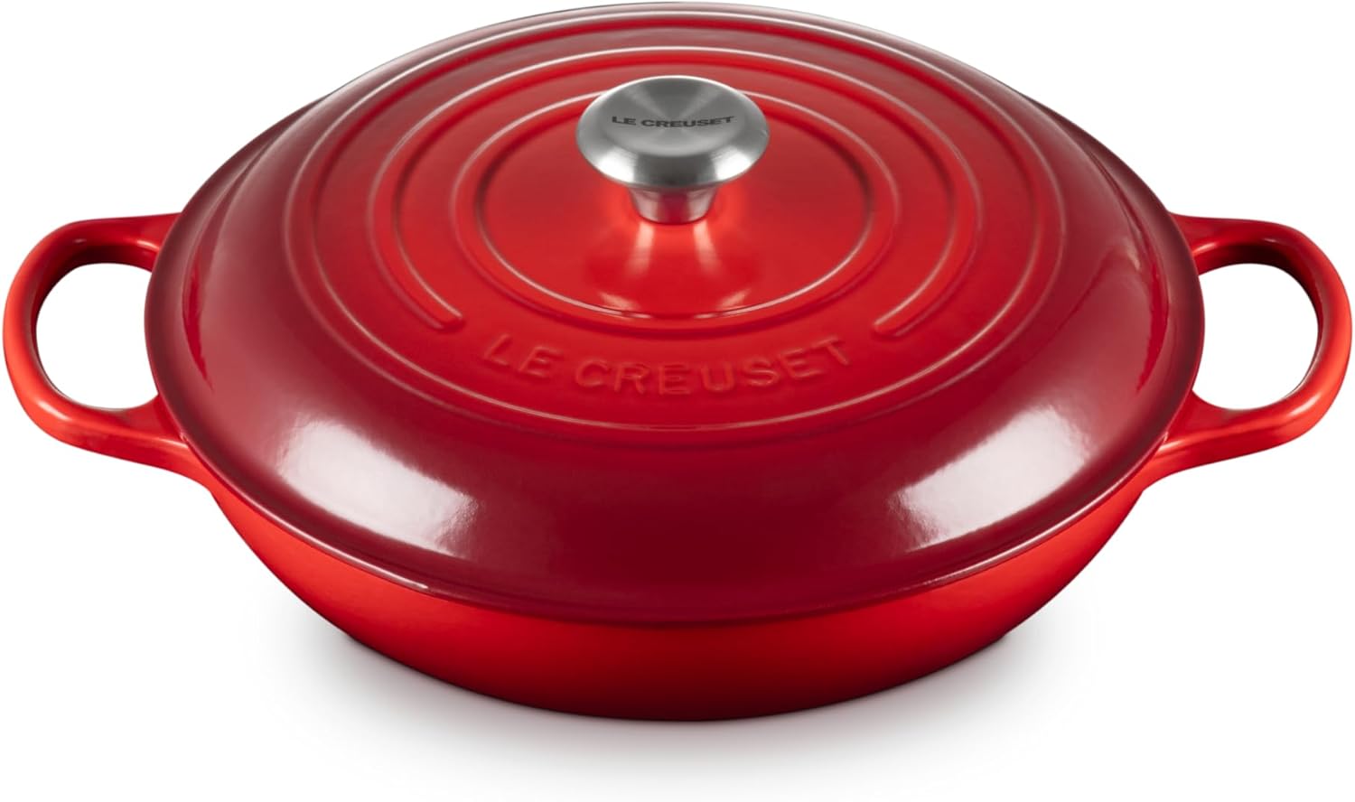 Le Creuset Signature Gusseisen Gourmet-Profitopf, Rund, Ø 30 cm, 3,5 l, Für alle Herdarten inkl. Induktion geeignet, 5,555 kg, Kirschrot, 21180300602430