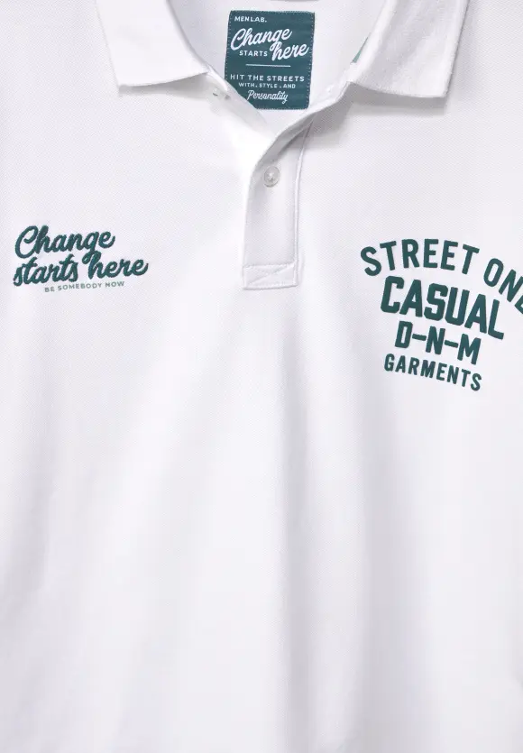 Piquée Printmix Poloshirt - White