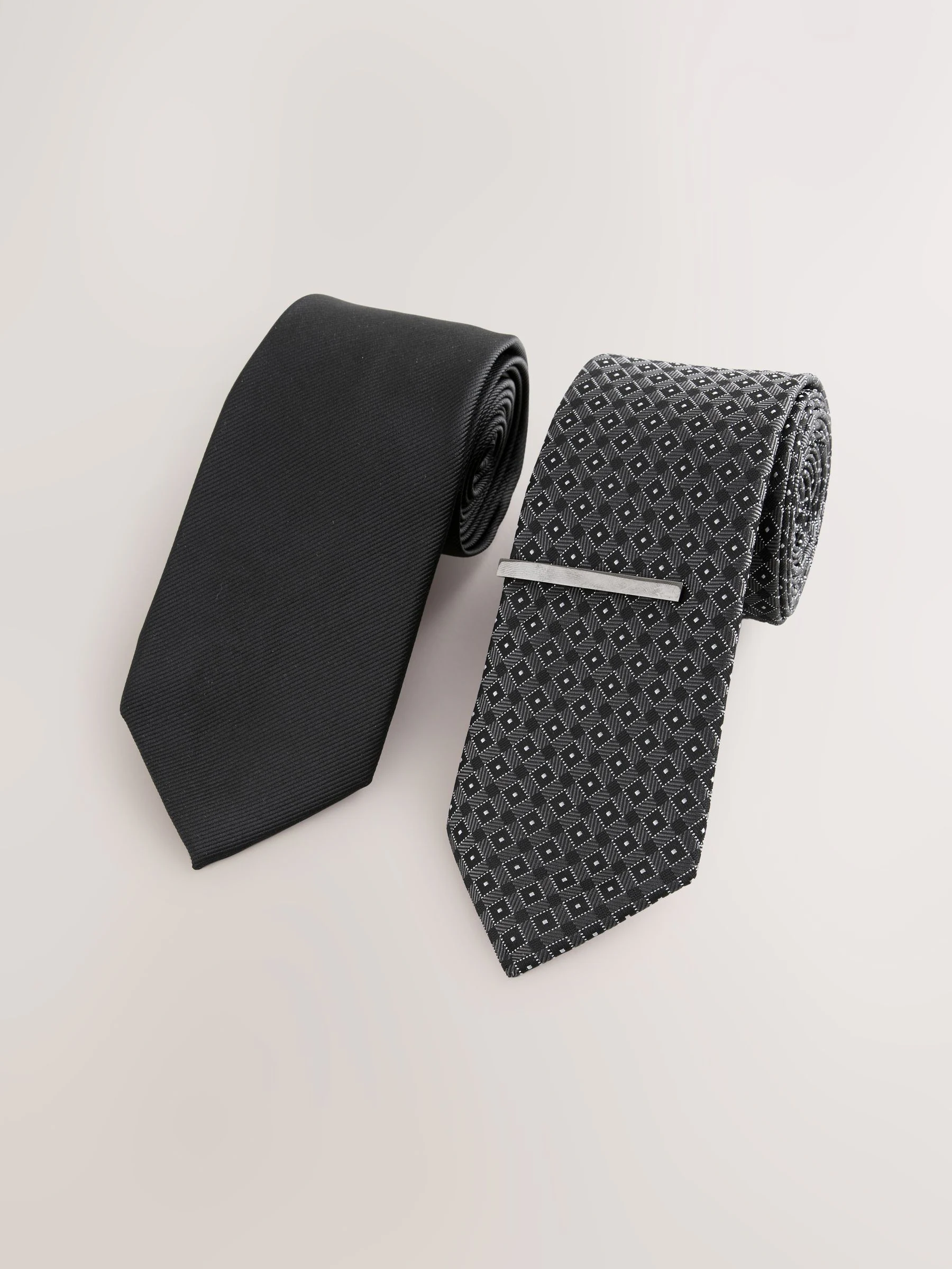 Zwart - Textured Clip Ties 2 Pack