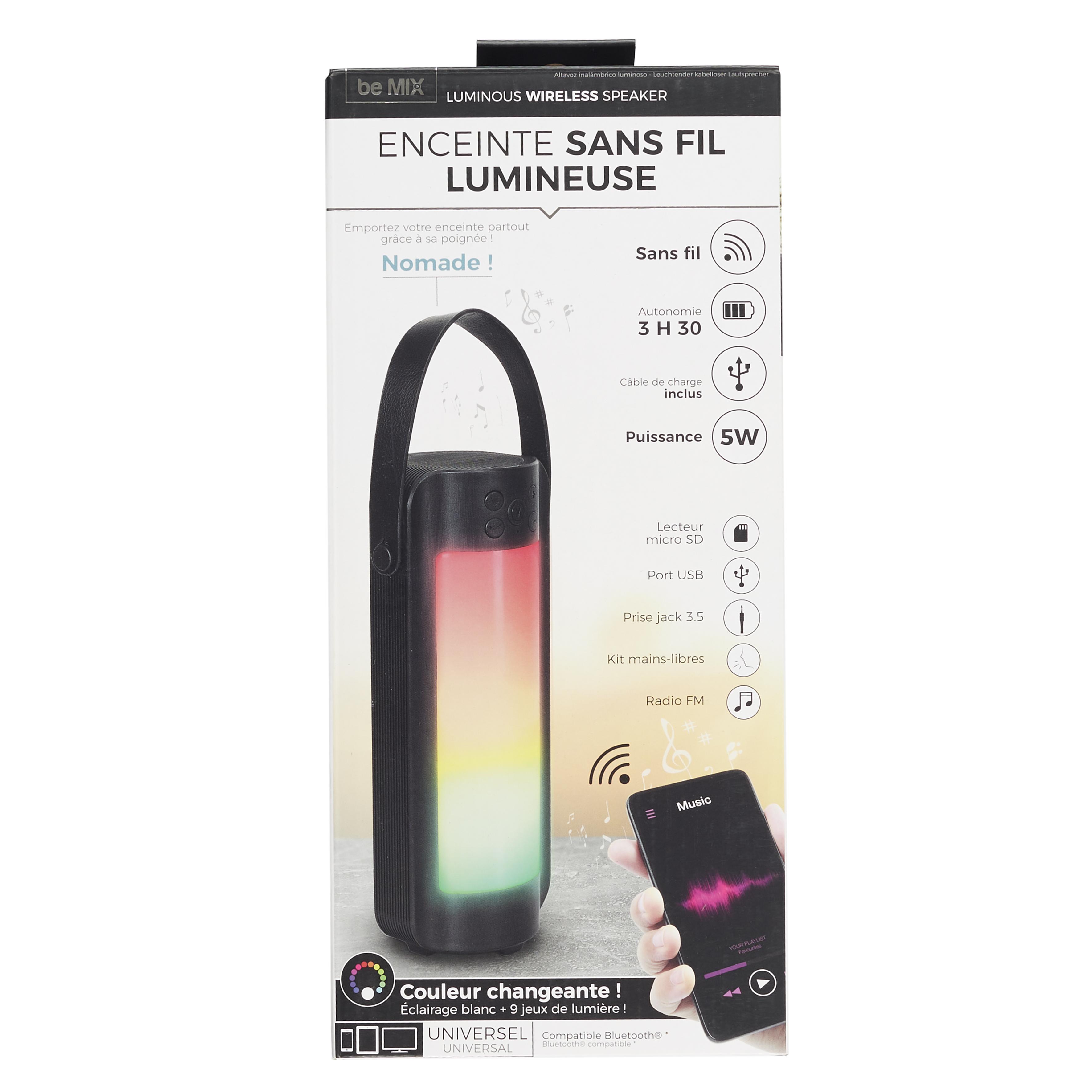 ENCEINTE PORTABLE LED SANS FIL 27.5CM