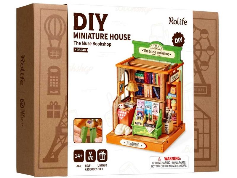 RoboTime Bausatz Bookshop 3D-Puzzle aus Sperrholz