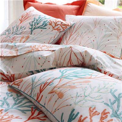 Linge de lit percale motif coraux