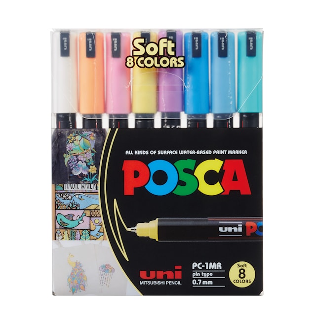 Posca Marker Set 8 stk Soft Colors PC-1MR Spiss 0,7mm