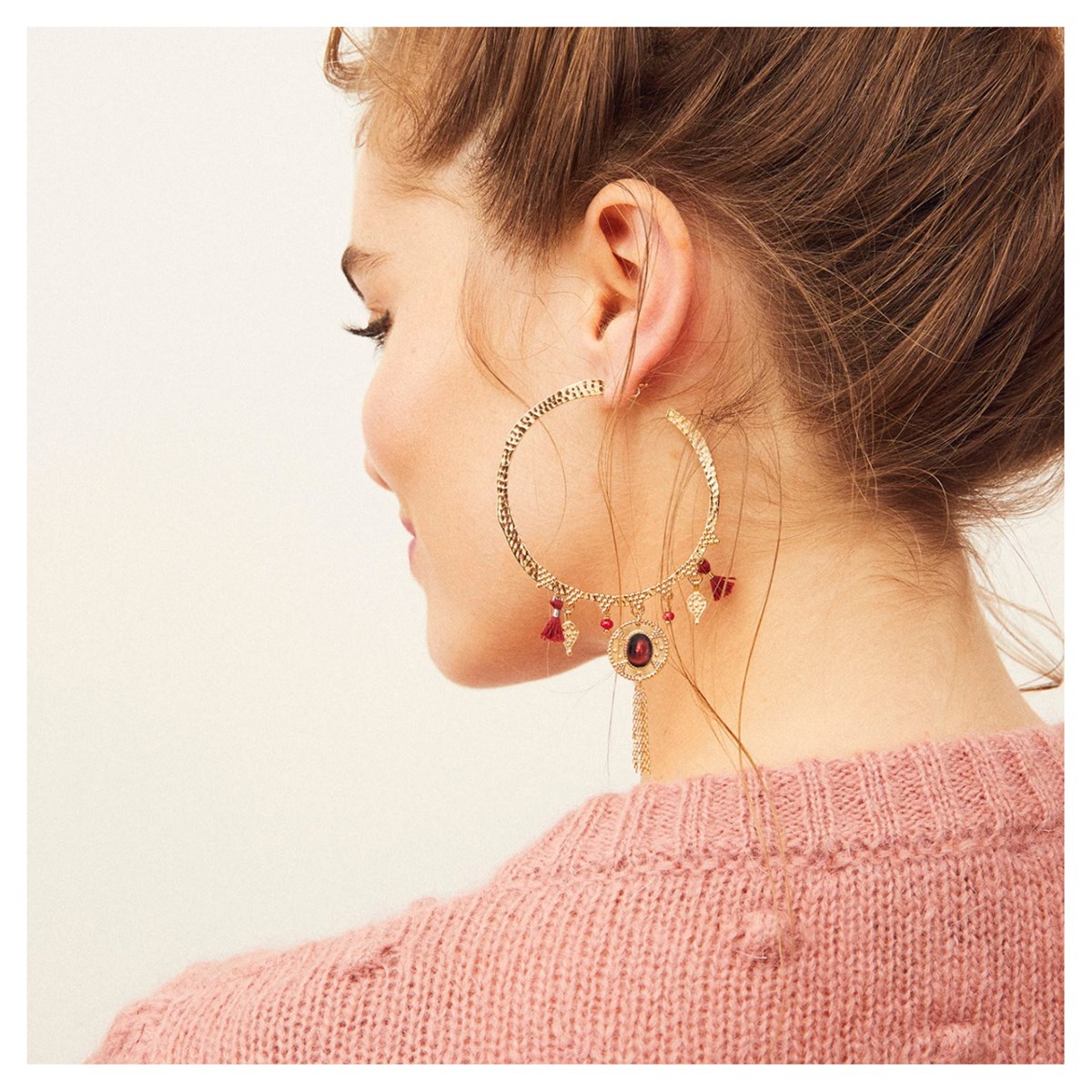 Boucles d'oreilles Hipanema Yourte garnet